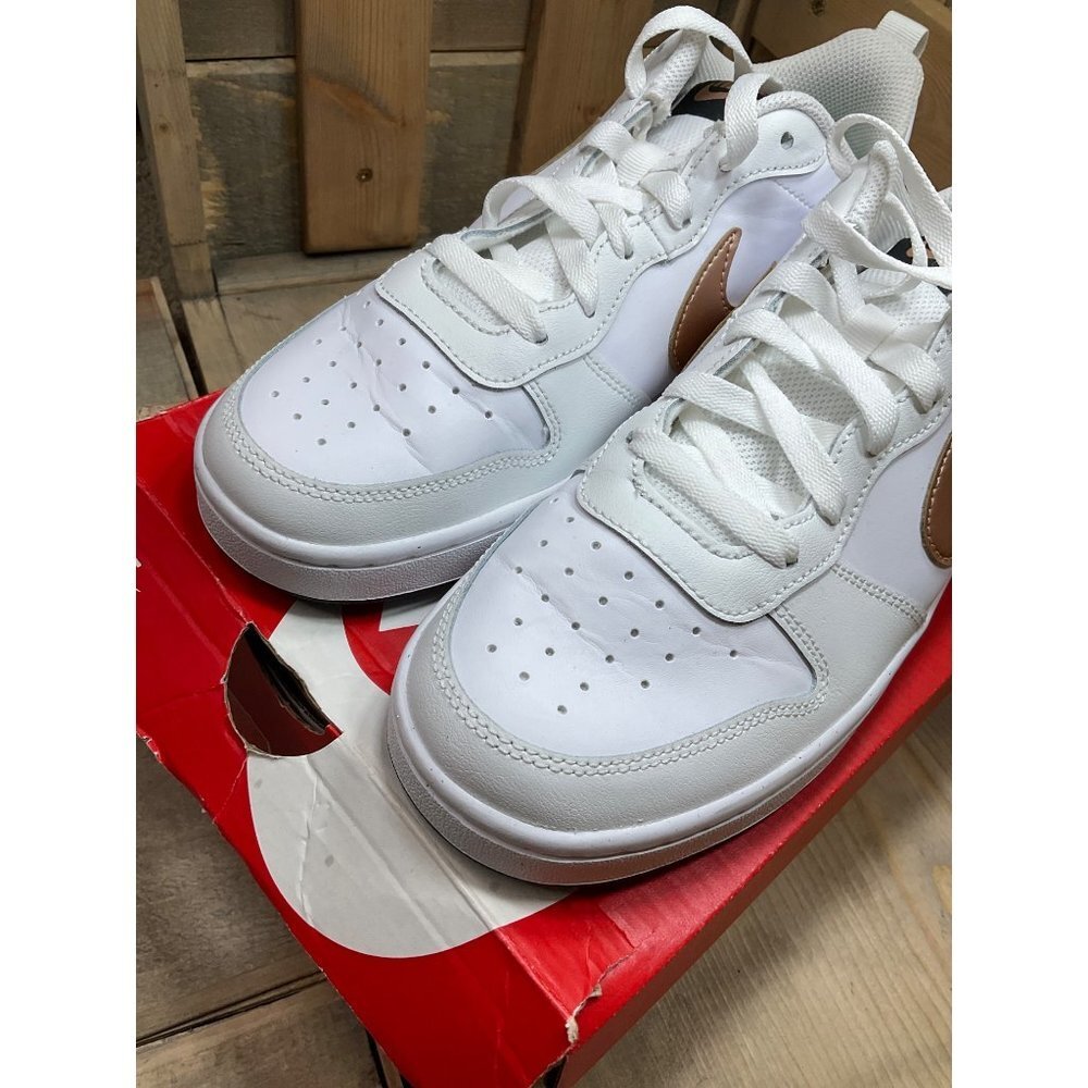 NIKE Court Borough Low 7Y GS White Bronze Junior Kids Shoes BQ5448-116 - Picture 5 of 11
